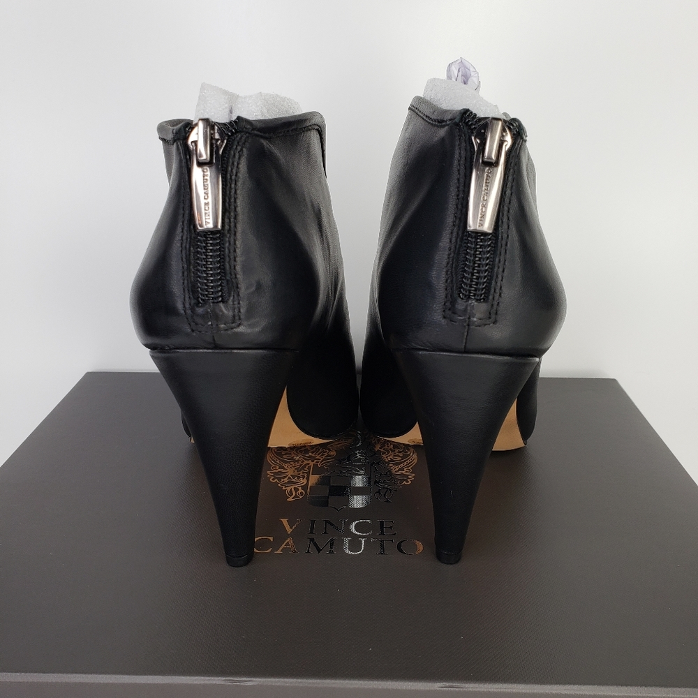 Vince Camuto Amber Black Leather Peep Toe Back Zip High Heel Boots Sz 6M. - Picture 4 of 10